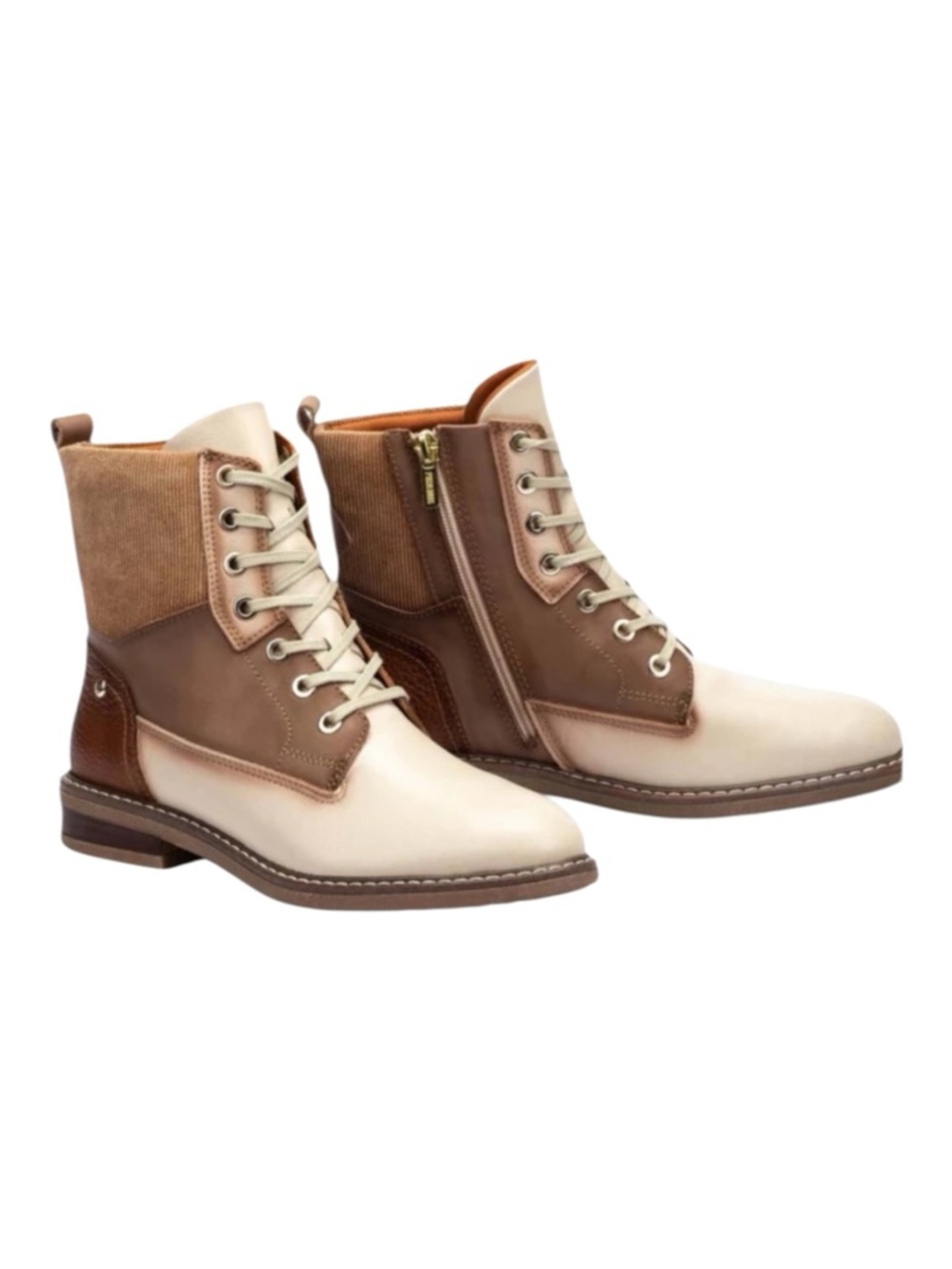 PIKOLINOS Aldaya W8J-8966C1 Two-Tone Leather Ankle Boots Lace-Up